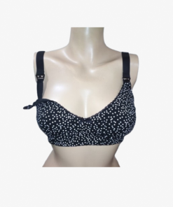 Maternity Nursing Bra - Cotton Non-Wired Mother’s Bra (Black with Dot Print) | LadyxCoral