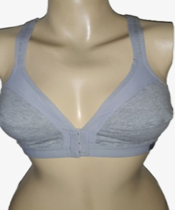 Women’s Wire-Free Sports Bra – Grey, Front Closure | LadyxCoral